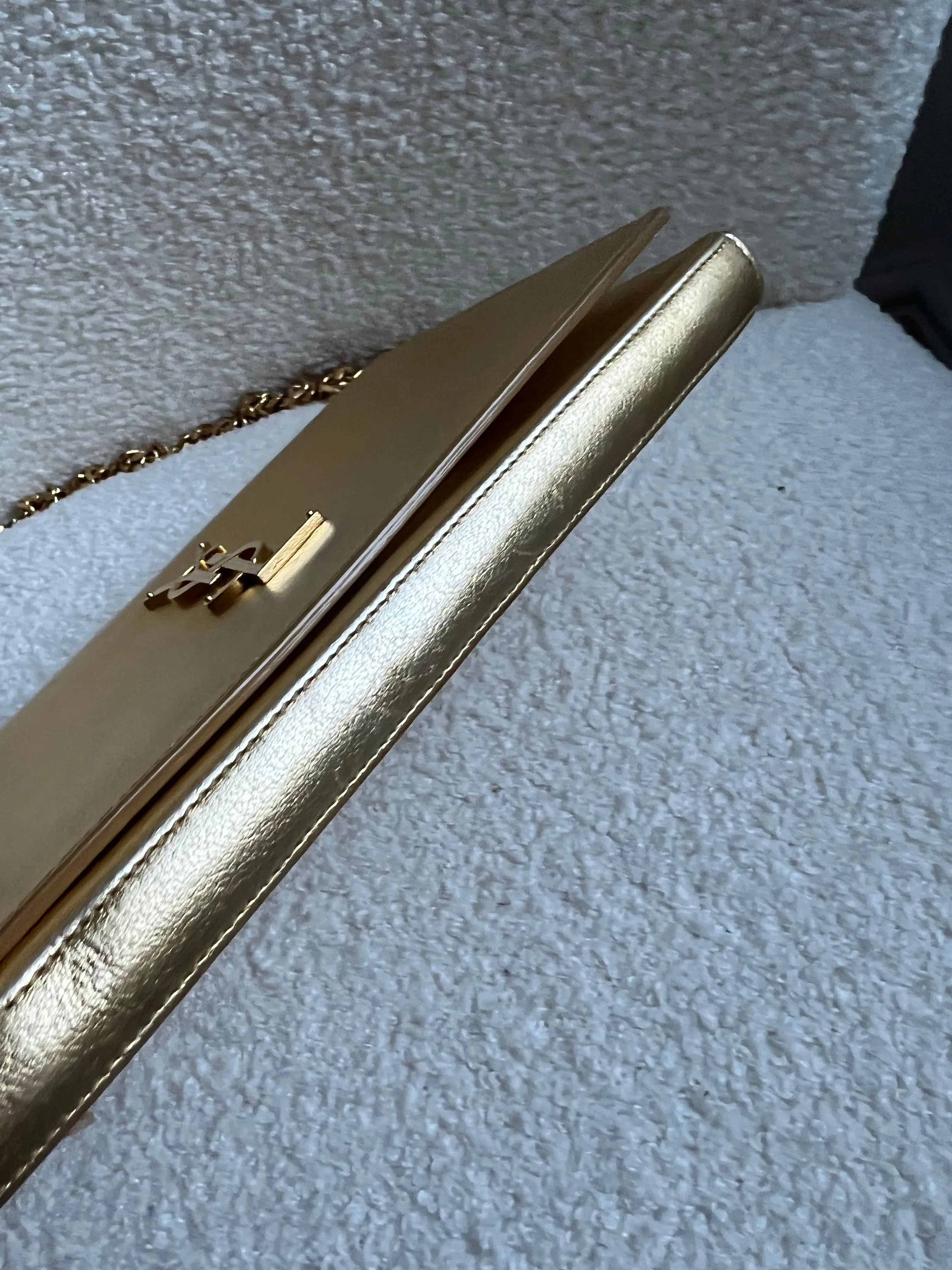 Yves Saint Laurent (YSL) Gold Chain Wallet with Gold Hardware