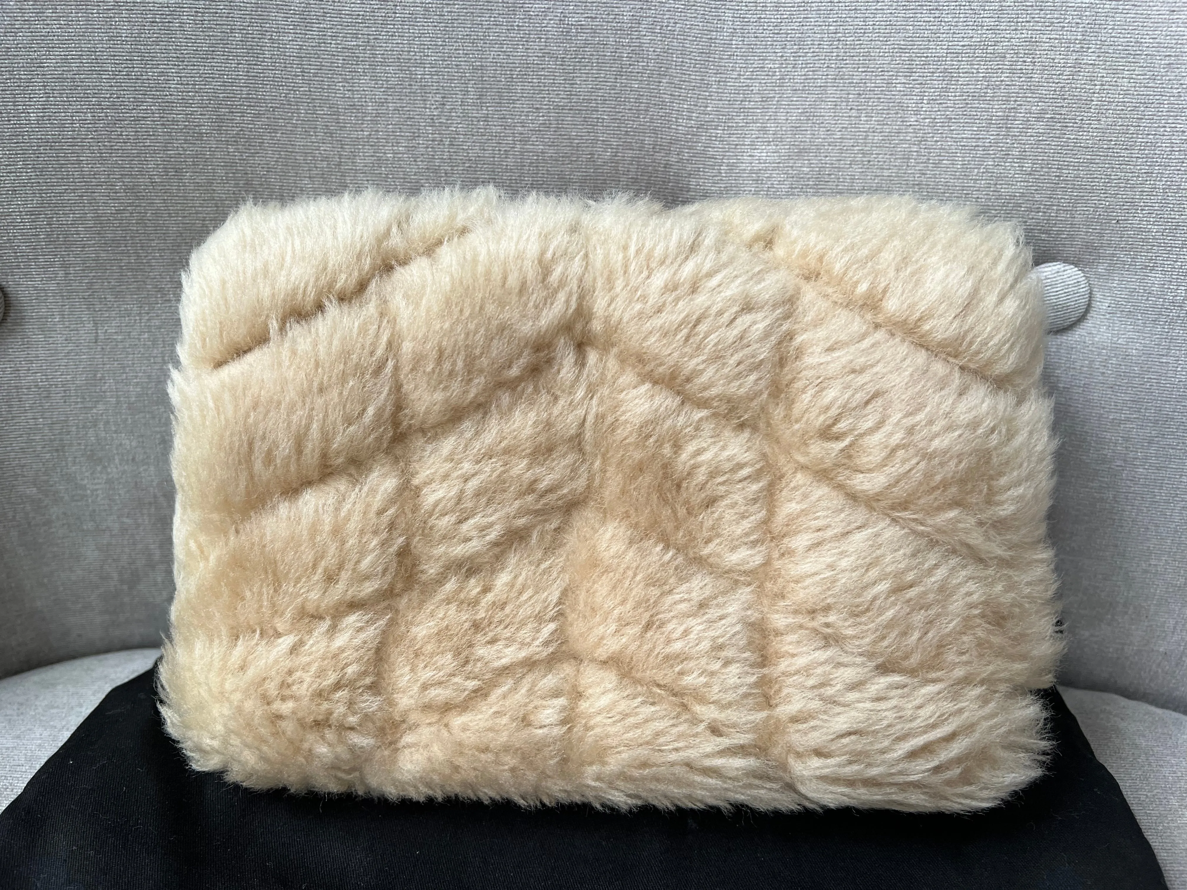 Yves Saint Laurent (YSL) Puffer Clutch Pouch in Shearling