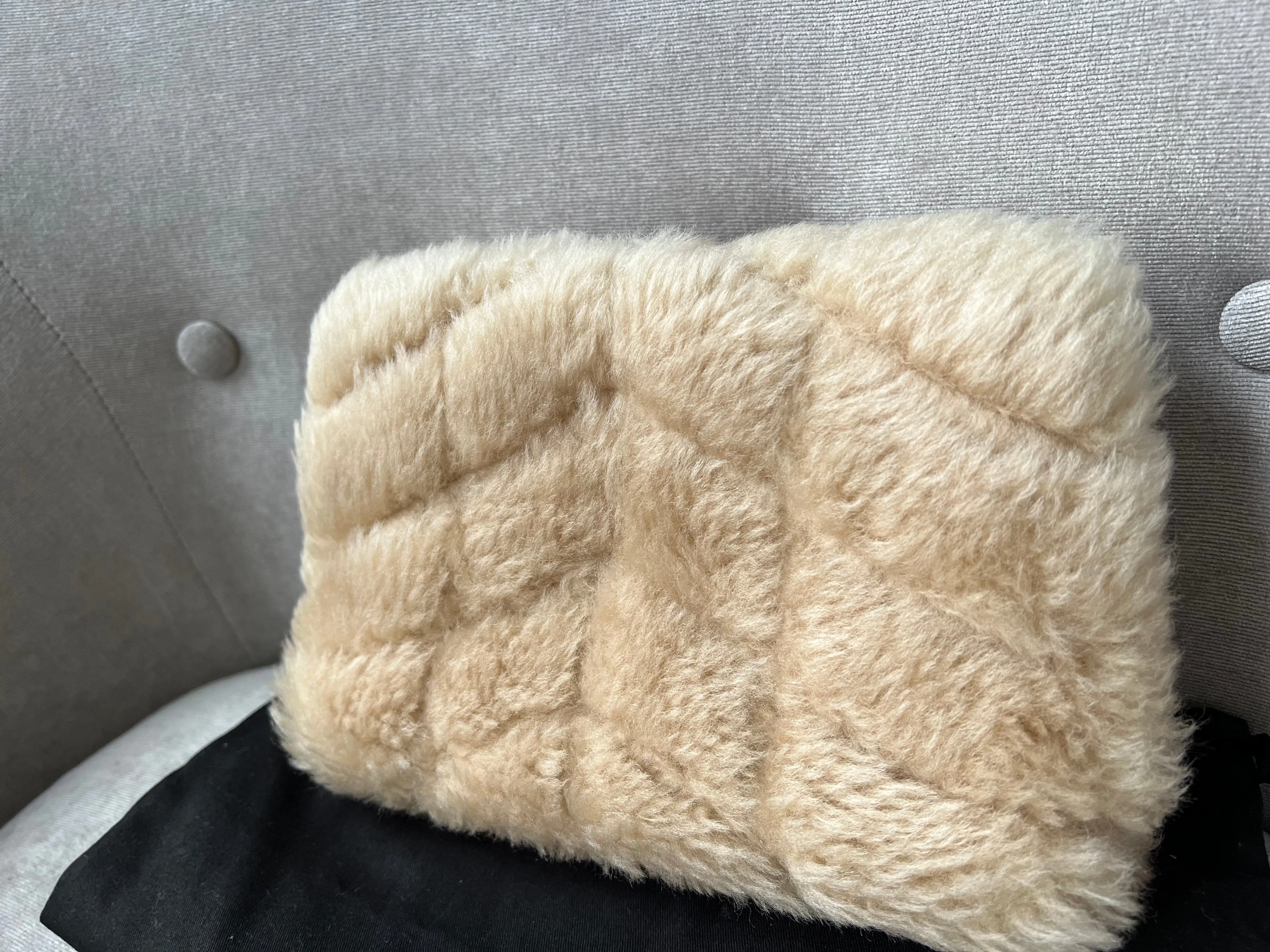 Yves Saint Laurent (YSL) Puffer Clutch Pouch in Shearling