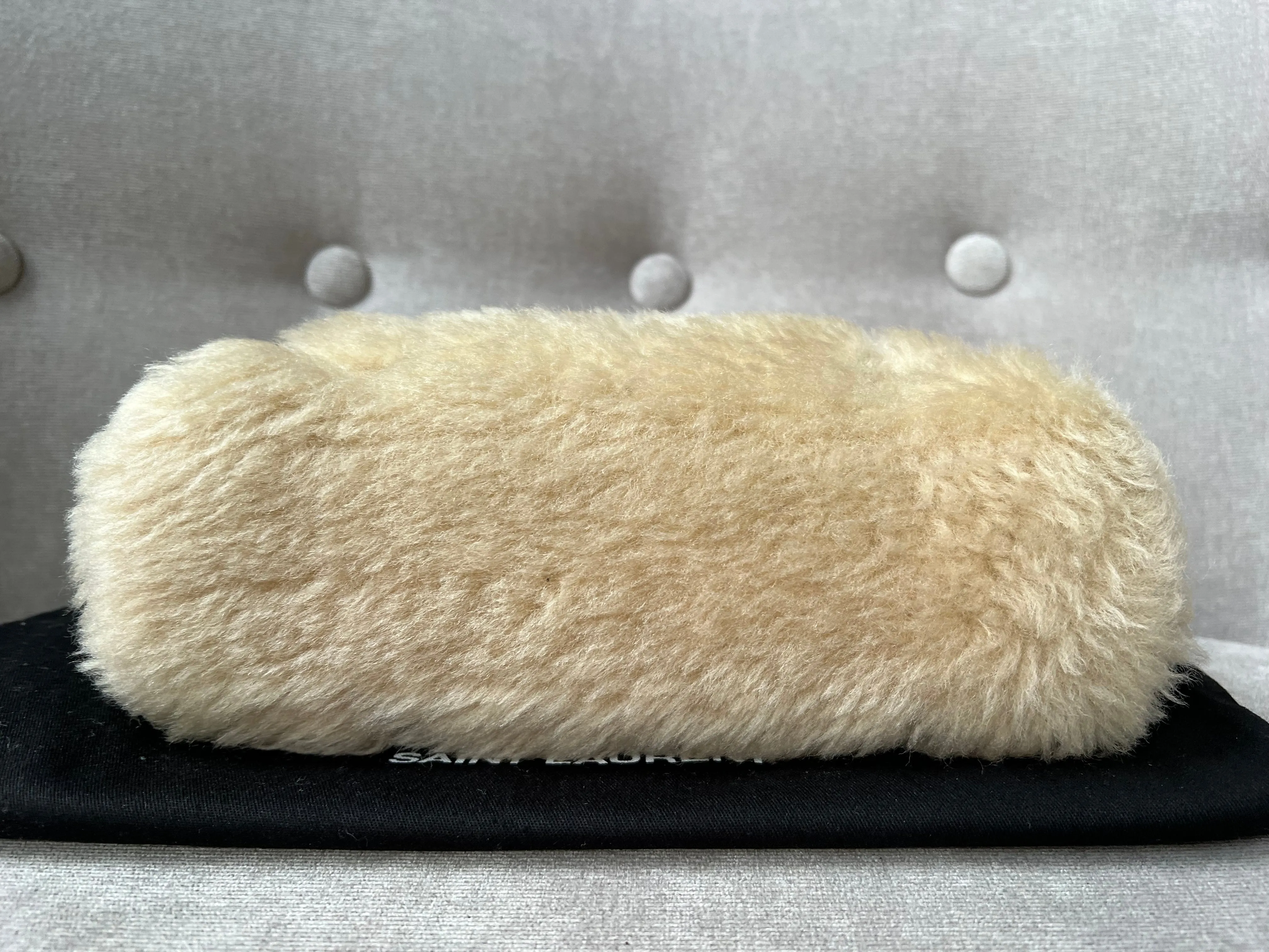 Yves Saint Laurent (YSL) Puffer Clutch Pouch in Shearling